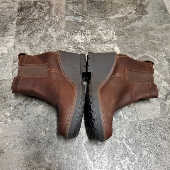 Timberland Kellis Brown Nubuck Suede Leather Wedge Chelsea Ankle Boots Booties - Picture 4 of 9